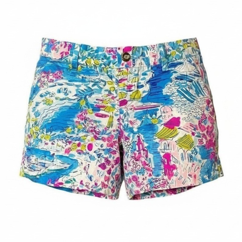 Lilly Pulitzer Shorts Colorful Floral Print Casual Beach Resort Aloha Girl Cute